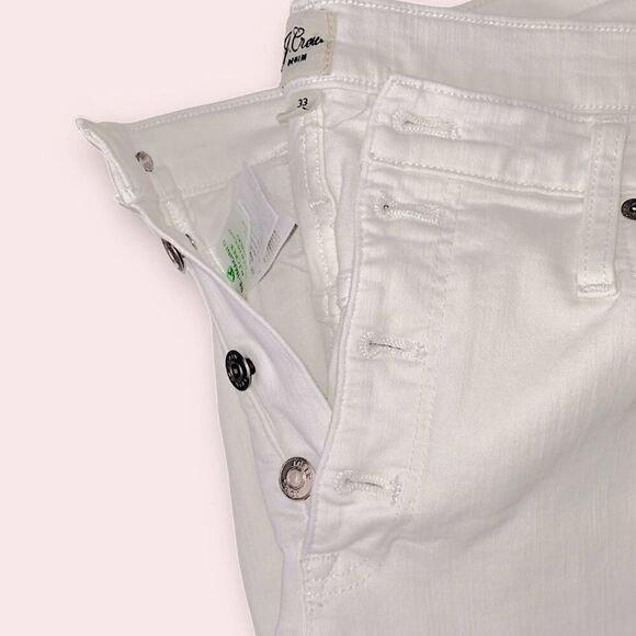 J Crew Womens Jeans Sz 33 White Button Front Fly Straight Stretch Summer Vintage - Picture 6 of 11
